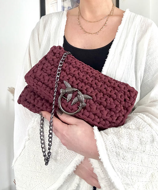 Sac crochet artisanal burgundy