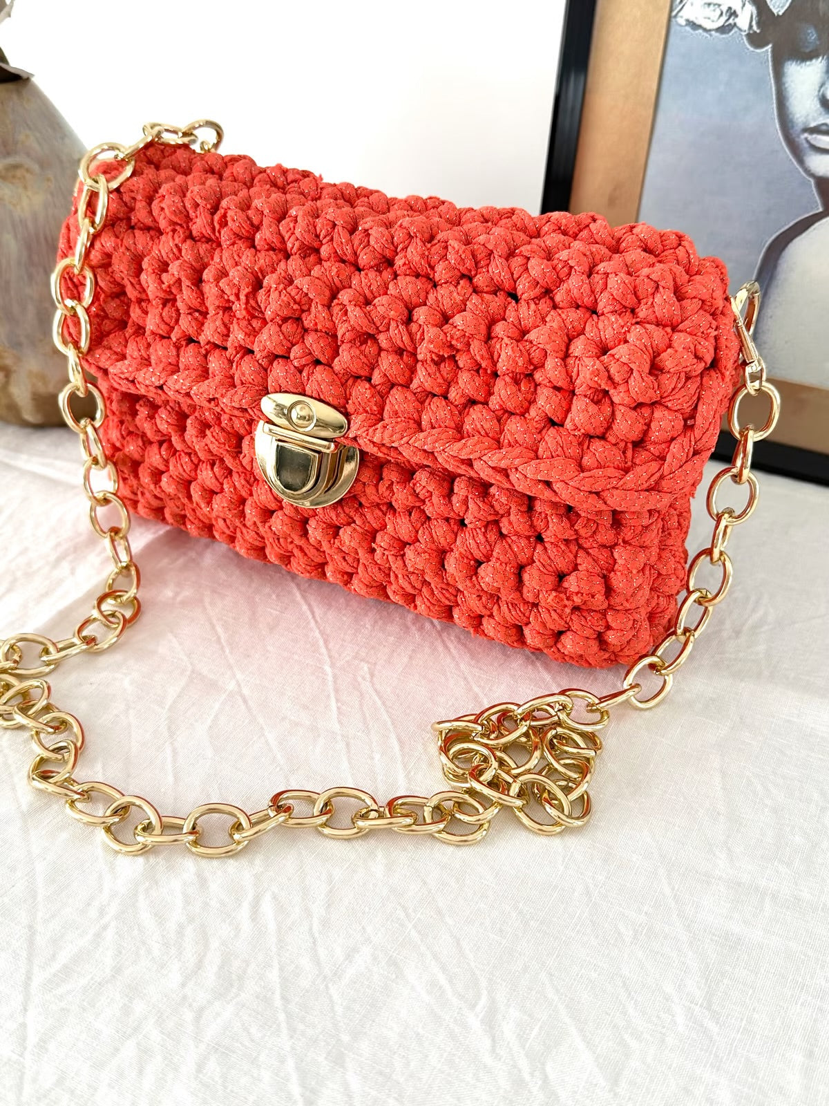 Sac crochet orange