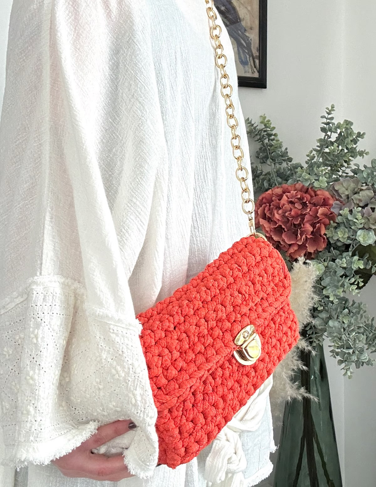 Sac crochet artisanal orange