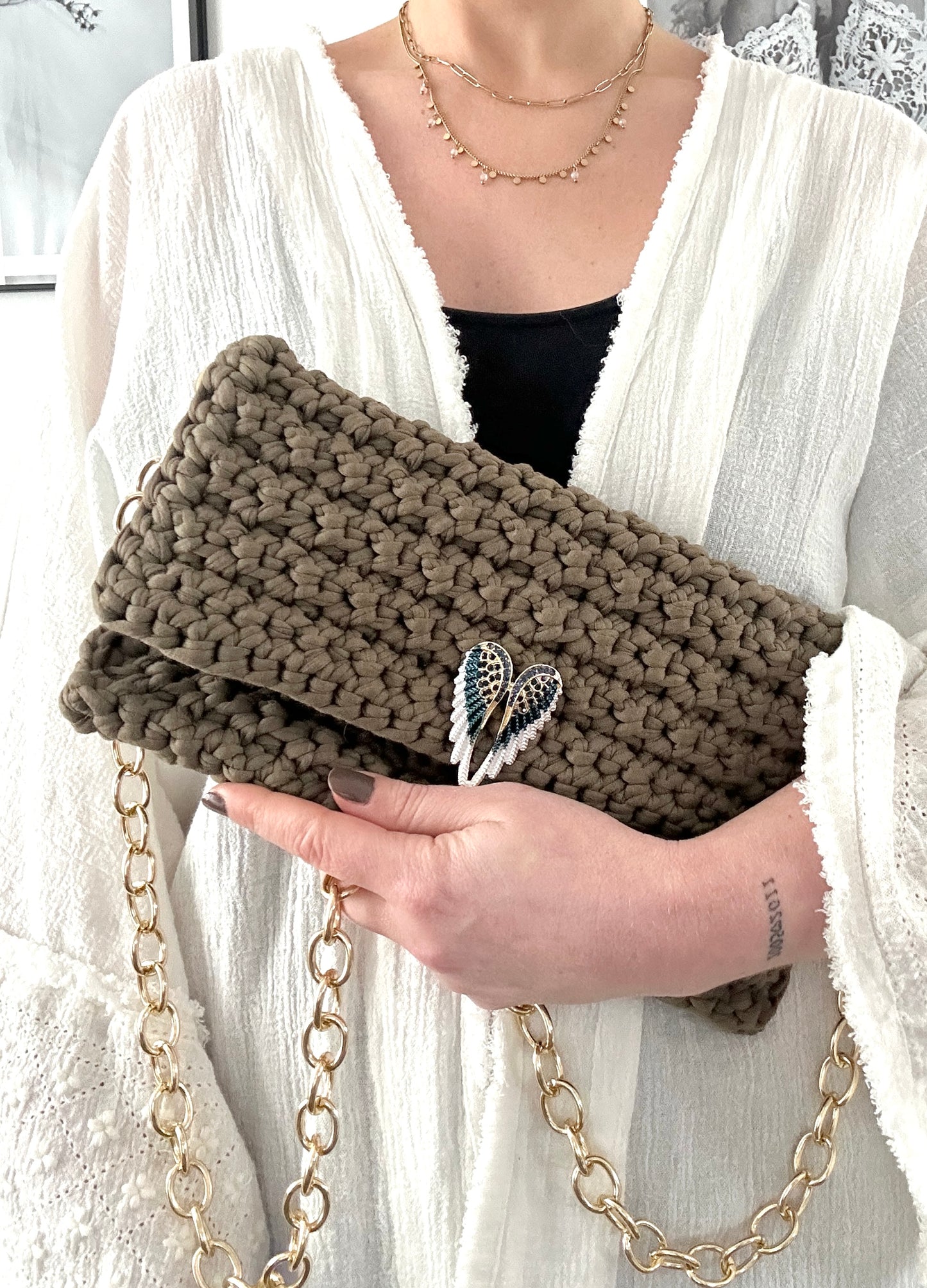 Sac crochet Roxette kaki