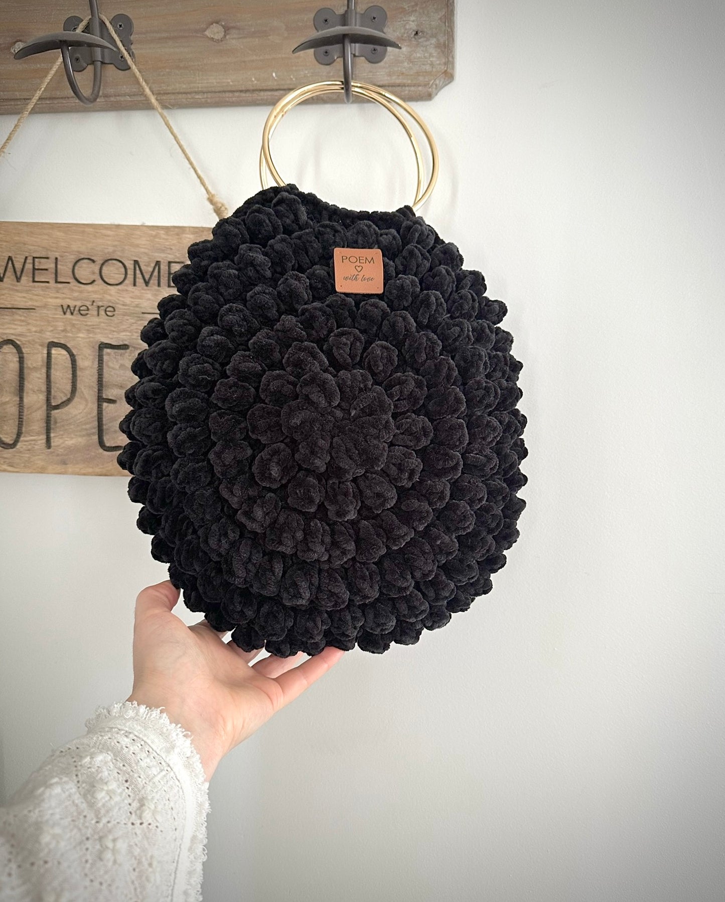 Sac crochet velours 