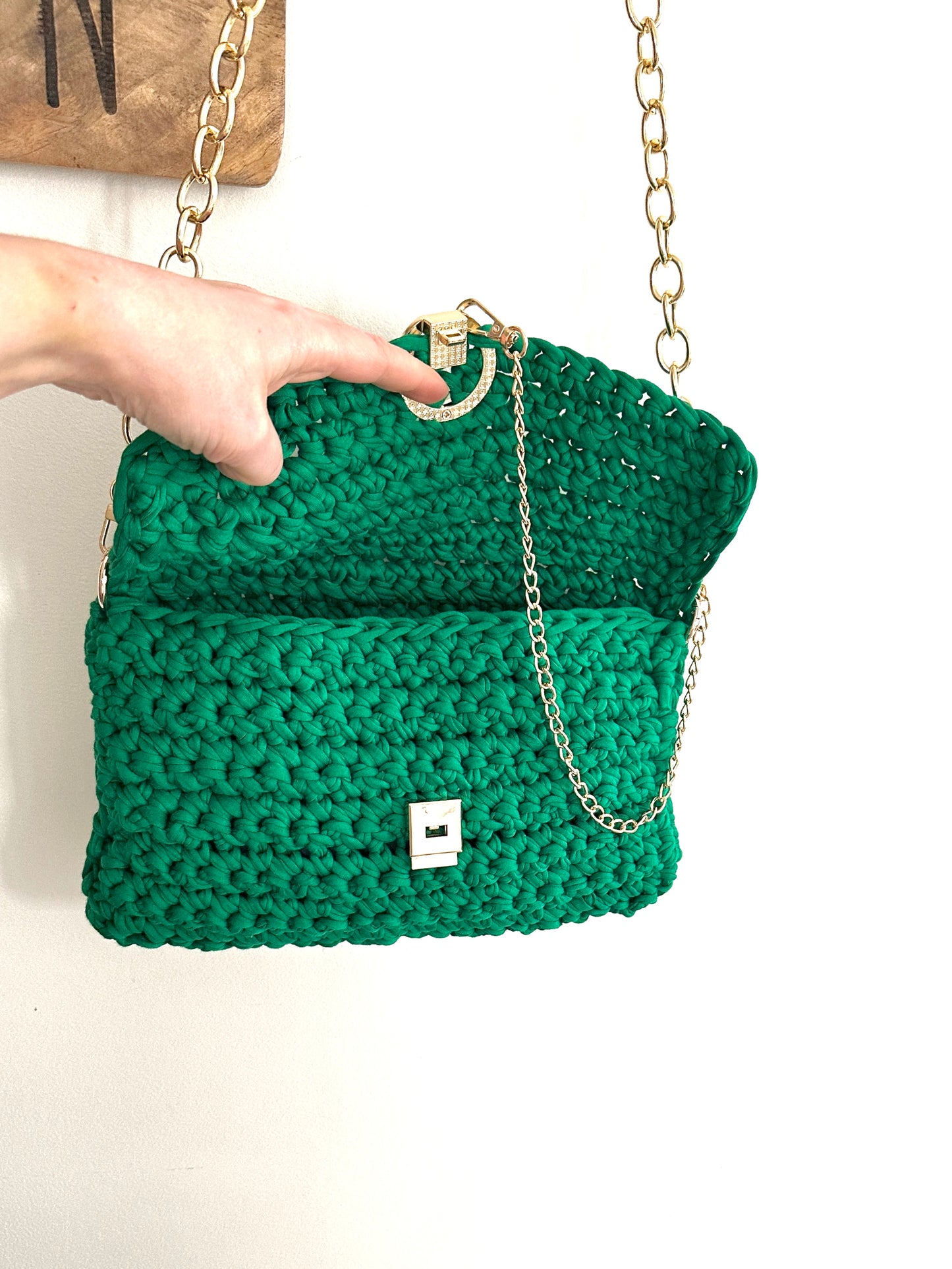 Sac crochet vert artisanal 