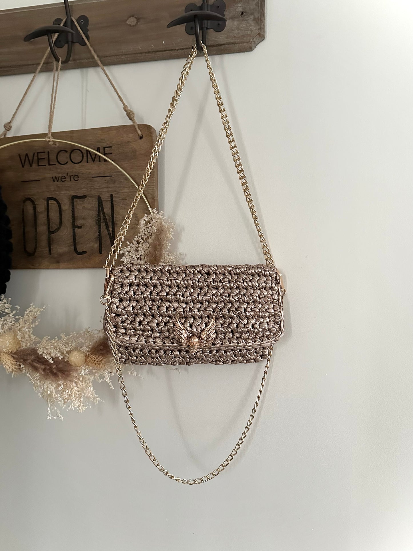 Sac crochet doré 