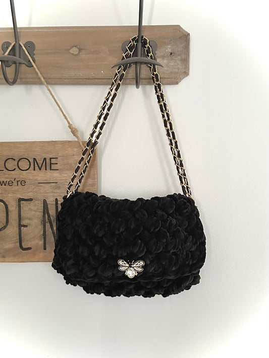 Sac crochet velours noir 